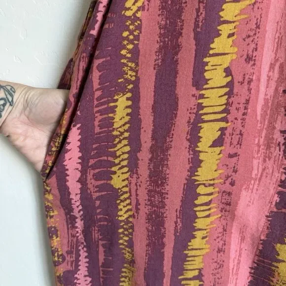 Ashley Stewart Size 22/24 Linen Blend Wide Leg Colorful Artsy Jumpsuit Boho - Picture 9 of 15